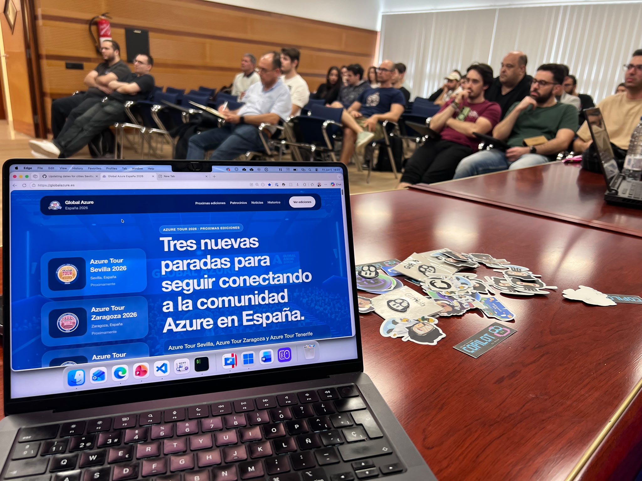 Global Azure Spain actualiza en directo las fechas del Azure Tour durante el Meetup de TenerifeDev GitHub Copilot Days